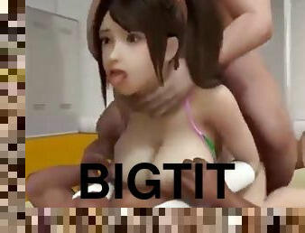 3D big tits hardcore teen gets fucked hard