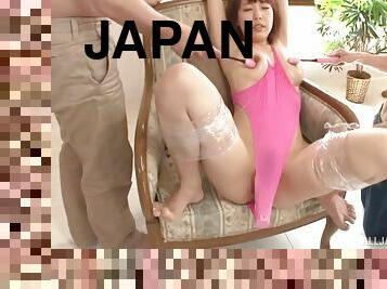 Japanese with big tits, insane threesome at home