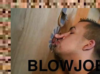 Lucky straight guy gets head at gloryhole