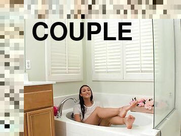 Handsome model gets her pussy and mouth fucked in the shower