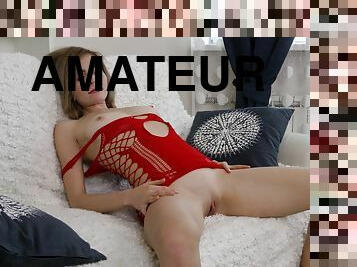 Amateur MILF Judith Angel takes off her panties to masturbate