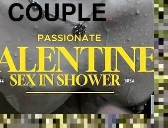 Hot Couple has Passionate ROUGH sex for Valentines Day in Shower