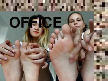 Foot Size Rivalry And Comparing On Workplace (office Feet Big Feet Small Feet Foot Teasing Toes)