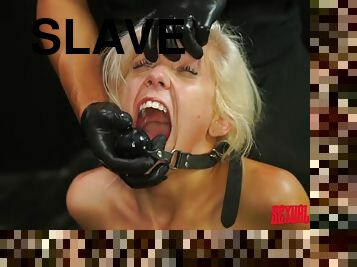 Halle Von screams from pleasure during the BDSM hardcore sex