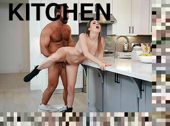 Passionate fucking in the kitchen with Jill Kassidy and her lover