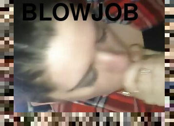 Busy girl blowjob swallow
