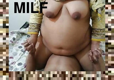 Desi Horny MILF Bhabhi Riding on Devar cock with hanging Huge Boobs - Indian Real Sex