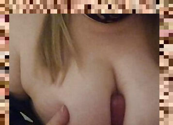 Sucking his cock, cheeky tit wank and cumming all over my tits