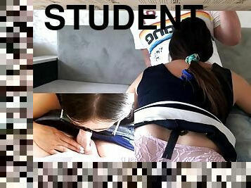 Student handjob and blowjob