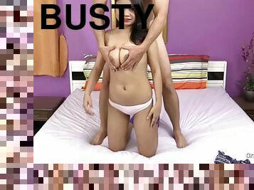 Busty Thai girl overwhelmed by a hot cock