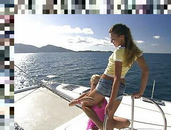 Hot group sex on the boat with Olivia And Tarra