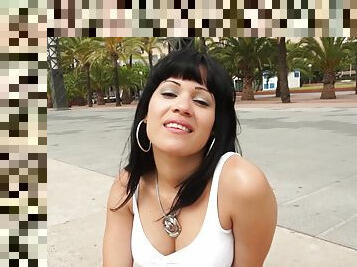 Provocative cutie flashes her ass in public and gets fucked at home