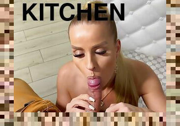 Very Hot Blonde Woman Getting Pussy Fucked By Horny Man In The Kitchen