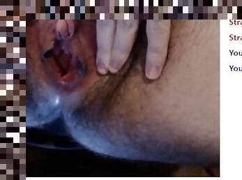 Hairy FTM Pussy Pulsating Orgasm on Dildo for Stranger