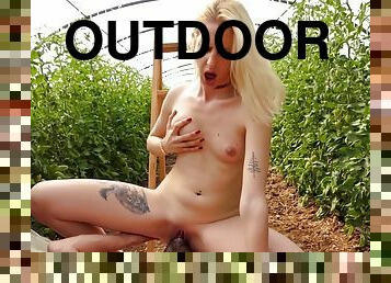 Outdoor fucking and dick sucking with Aria Soto and her boyfriend