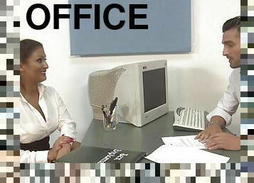 Missionary fucking in the office with a slutty chick - Rebecca Pinar