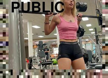 Blonde Chanel moans while fingering her pussy in the gym