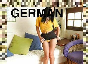 German skinny brunette milf with  tits get