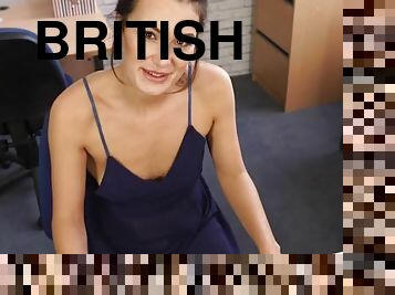 Looking down the dress of a braless British girl