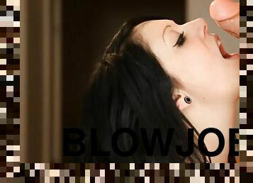 Blowjob for a lifelike dildo is insanely hot