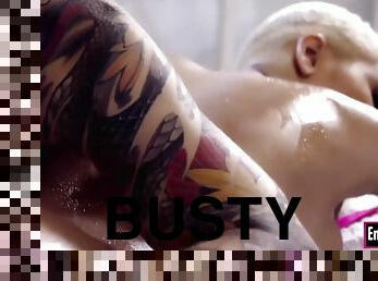 Busty ebony aaliyah enjoys getting massage and analed