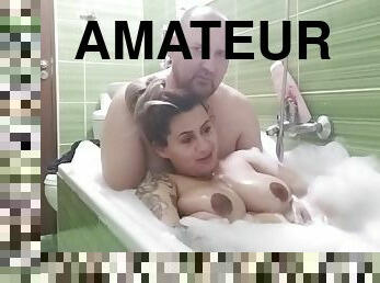 Big Tits Pregnant Girl Take Bath With Her Man He Play With Pussy P1