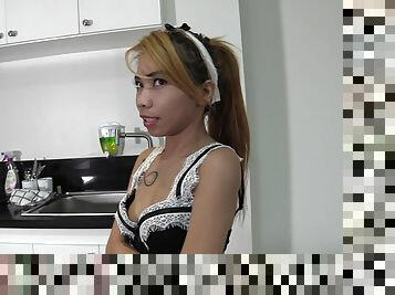 Young Filipino maid Precious had dreams of being stuffed by a big American cock