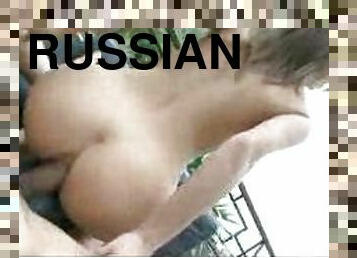 Horny Russian girl ass fucking outdoors