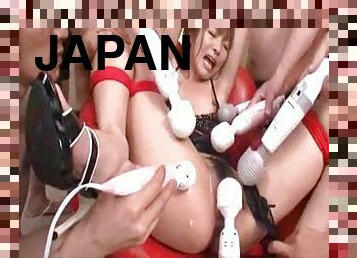 Lots of vibrators on her Japanese body