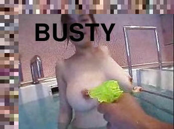 Busty Asian girl fucked in a pool