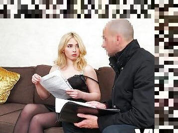 DEBT4k. Blonde hairdresser has to satisfy sexual needs of collector