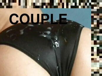 Petite Jenna Haze gets cum on her panties
