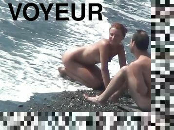 nudist, utomhus, kamera, strand, voyeur, naturlig, gömd