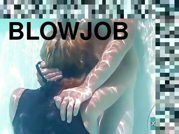 Sloppy blowjob underwater