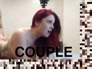 Sexy big booty redhead get deepthroat and cockride