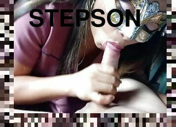 STEPSON YOU DESERVE THIS PRIZE!! THE BLOWJOB WAS SO DELICIOUS THAT THE SEMEN CAME OUT IN ABUNDANCE