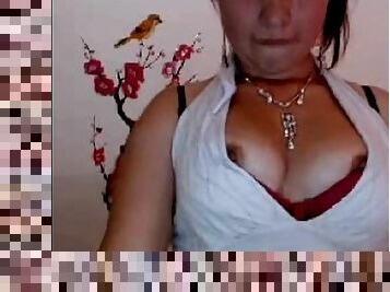 A hot home alone wife on webcam.