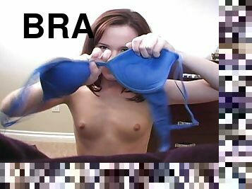 Close up view of teen changing bras