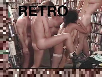 Librarian Anna Malle in retro gangbang