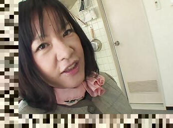 Naughty Japanese housewife sucking a dick in POV - Kiyoe Majima
