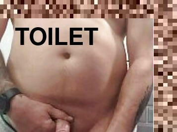 Big uncut cock piss in toilet