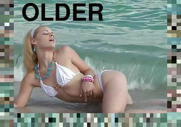 Blonde  teen bikini babe fucks her older boyfriend