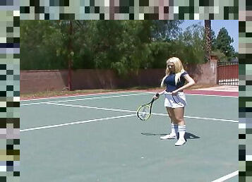 Hardcore fucking on the tennis court with busty Kagney Linn Karter