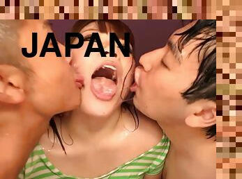 Chubby Japanese pornstar Saegusa Chitose moans during MMF threesome