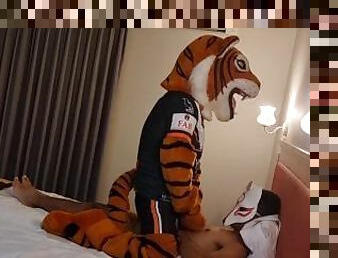 Tiger Mascot face fucks Fox