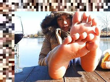 asiatique, en-plein-air, public, amateur, babes, milf, pieds, point-de-vue, fétiche, solo