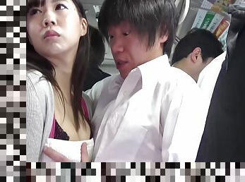 A Married Womans Breasts Stick To A Students Body On A Crowded Bus! The Wifes Sexual Desire Is Ignited By The Cock 3