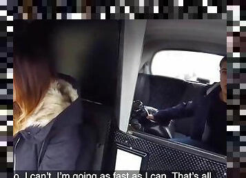Cute english taxi driver gets her cunt licked and fucked