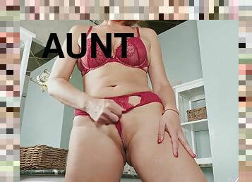 Auntjudys - Lansy, 47 year old amateur redhead MILF in red lingerie
