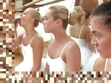 Three teenage ballet dancers fucked and facialized